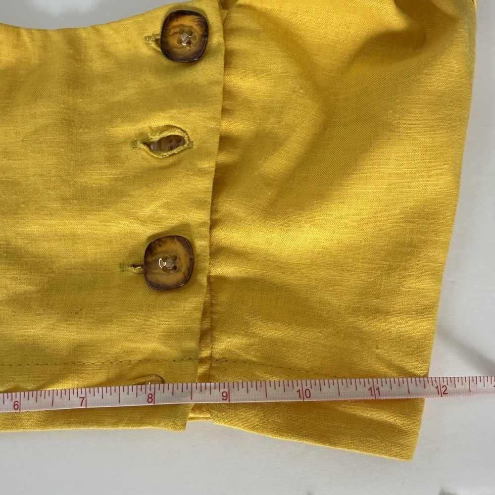 Urban Outfitters womens Set skirt and crop top Size XS Yellow Button Linen - Picture 7 of 10